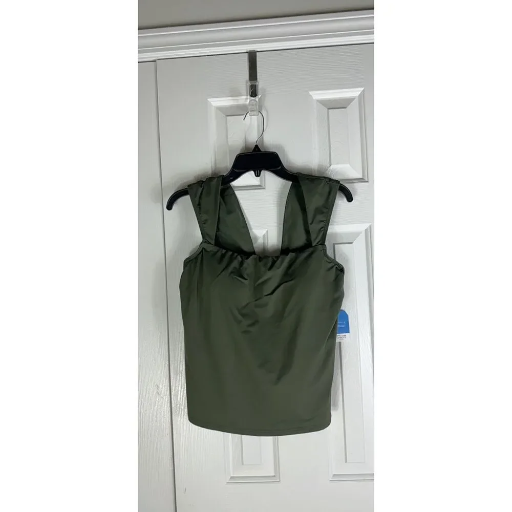 NWT Lands End Womens Green Swim Top Size 14